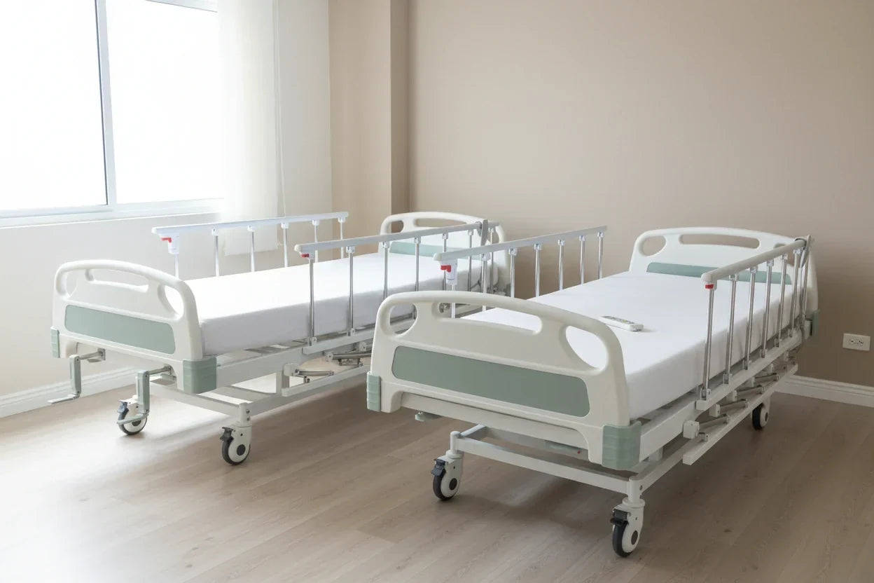 Comparación cama hospitalaria manual y eléctrica en habitación de cuidado domiciliario en Colombia