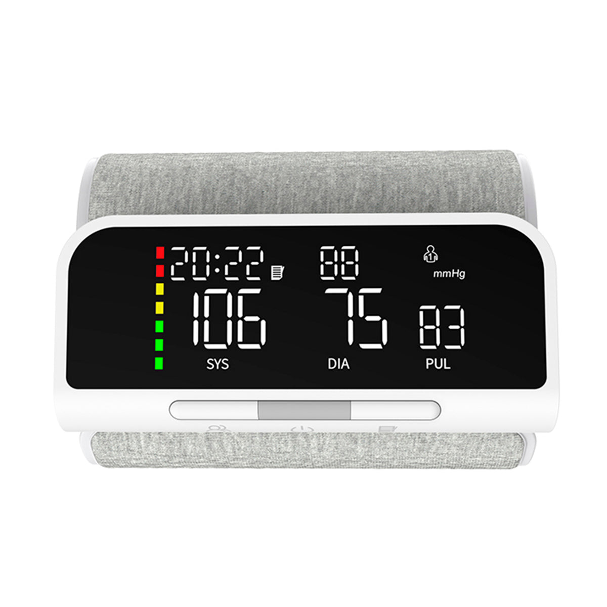 Tensiómetro digital de brazo FEMMTO AOJ-33A con Bluetooth, pantalla digital y manguito ajustable para medición de presión arterial. Imagen principal del producto