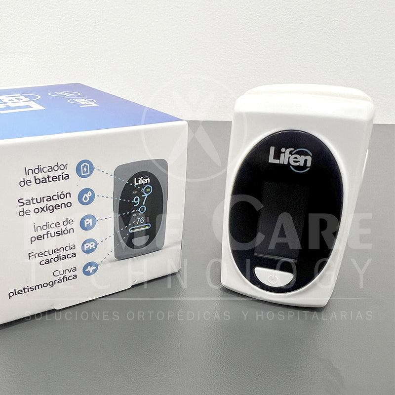 Oxímetro de pulso con curva plestimográfica