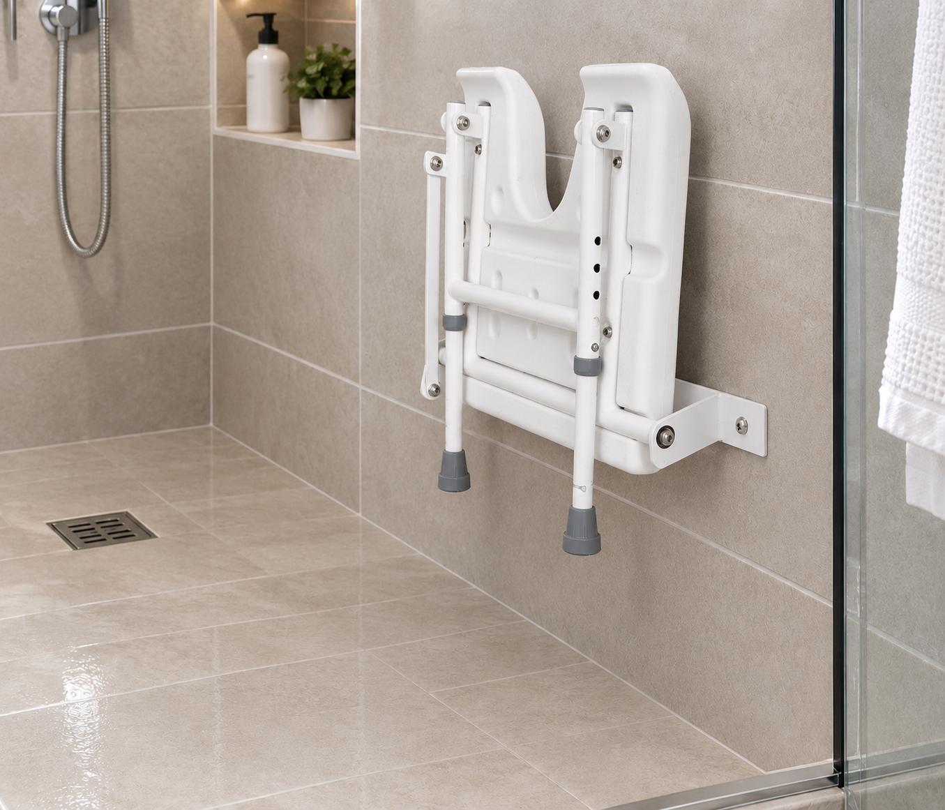 Silla de Ducha Plegable con Patas para Pared FS7954 Imagen secundaria del producto