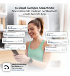 Balanza digital de bioimpedancia Femmto BCS13 con pantalla y sensores para mediciones corporales precisas.