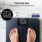 Balanza digital control de peso Femmto BWS11 con pantalla y plataforma de vidrio para mediciones precisas.