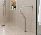 Pasamanos Curvo Piso-Pared de Acero Inoxidable (70x60 cm) | Home Care Technology