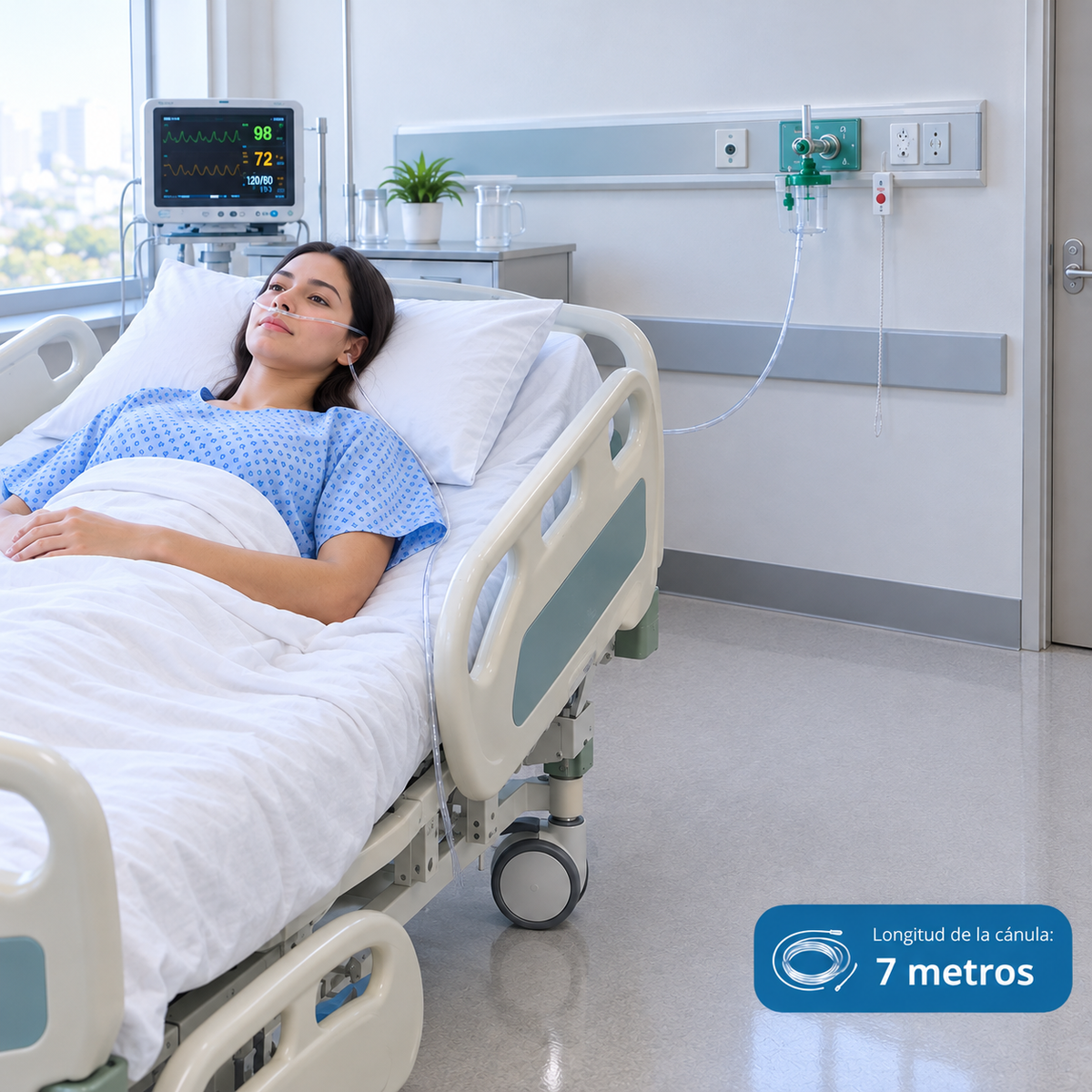 Cánula nasal de 2 metros para oxígeno, de Home Care Technology, diseñada para adultos, con tubo flexible y cómodo para uso hospitalario.