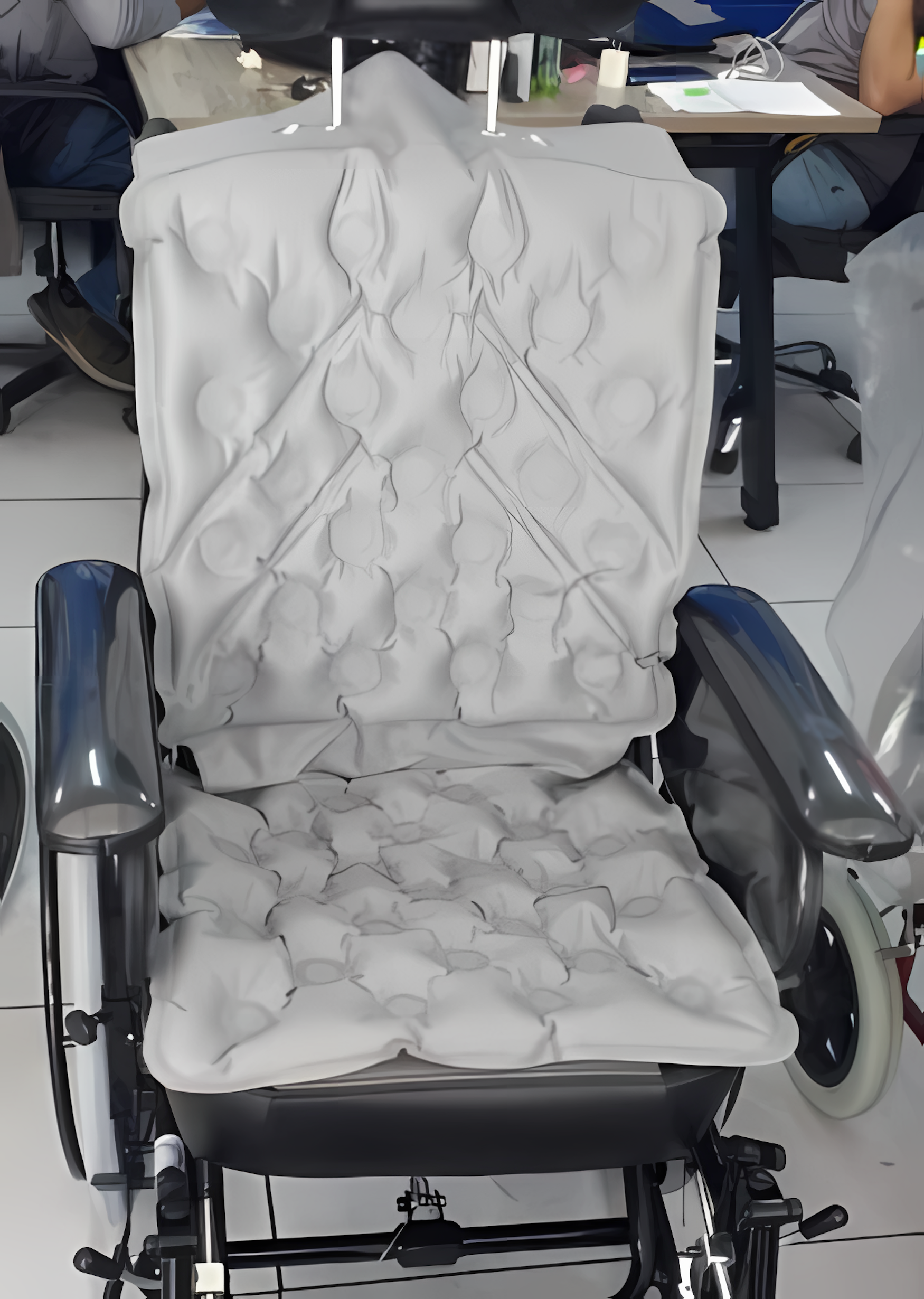 Cojín de agua ortopédico con espaldar de la marca Home Care Technology, diseño multiusos para comodidad y soporte.