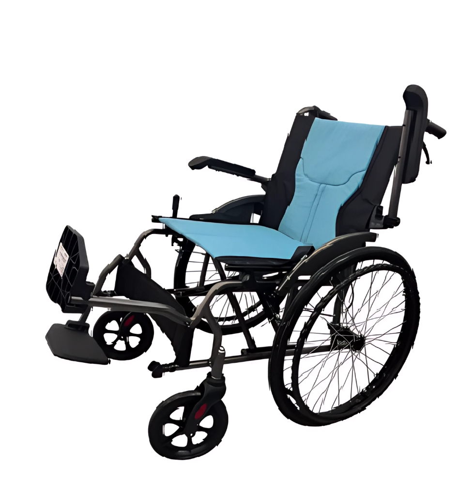 Silla de ruedas en aluminio liviana y pin de desmonte FS910