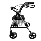 Caminador de lujo Home Care Technology FS965 con asiento, cuatro ruedas y canastilla negra
