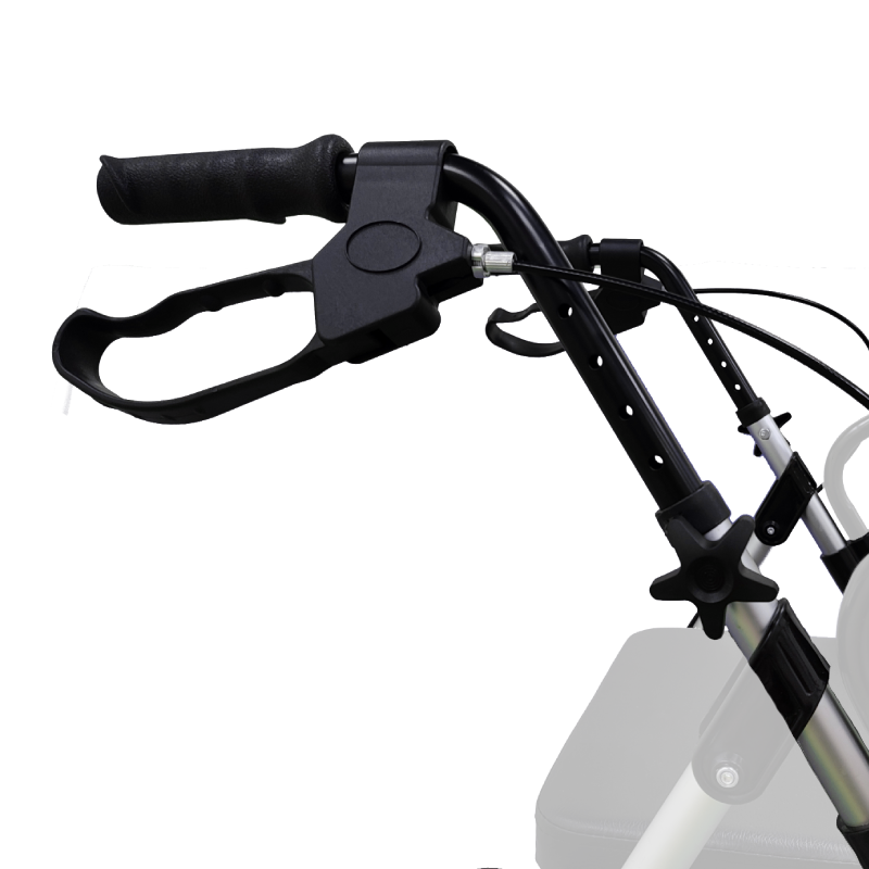 Caminador de lujo Home Care Technology FS965 con asiento, cuatro ruedas y canastilla gris