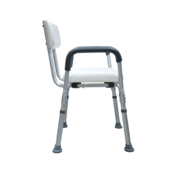 Silla de ducha con brazos de la marca Home Care Technology, ayuda sanitaria con asiento y soportes para mayor seguridad.