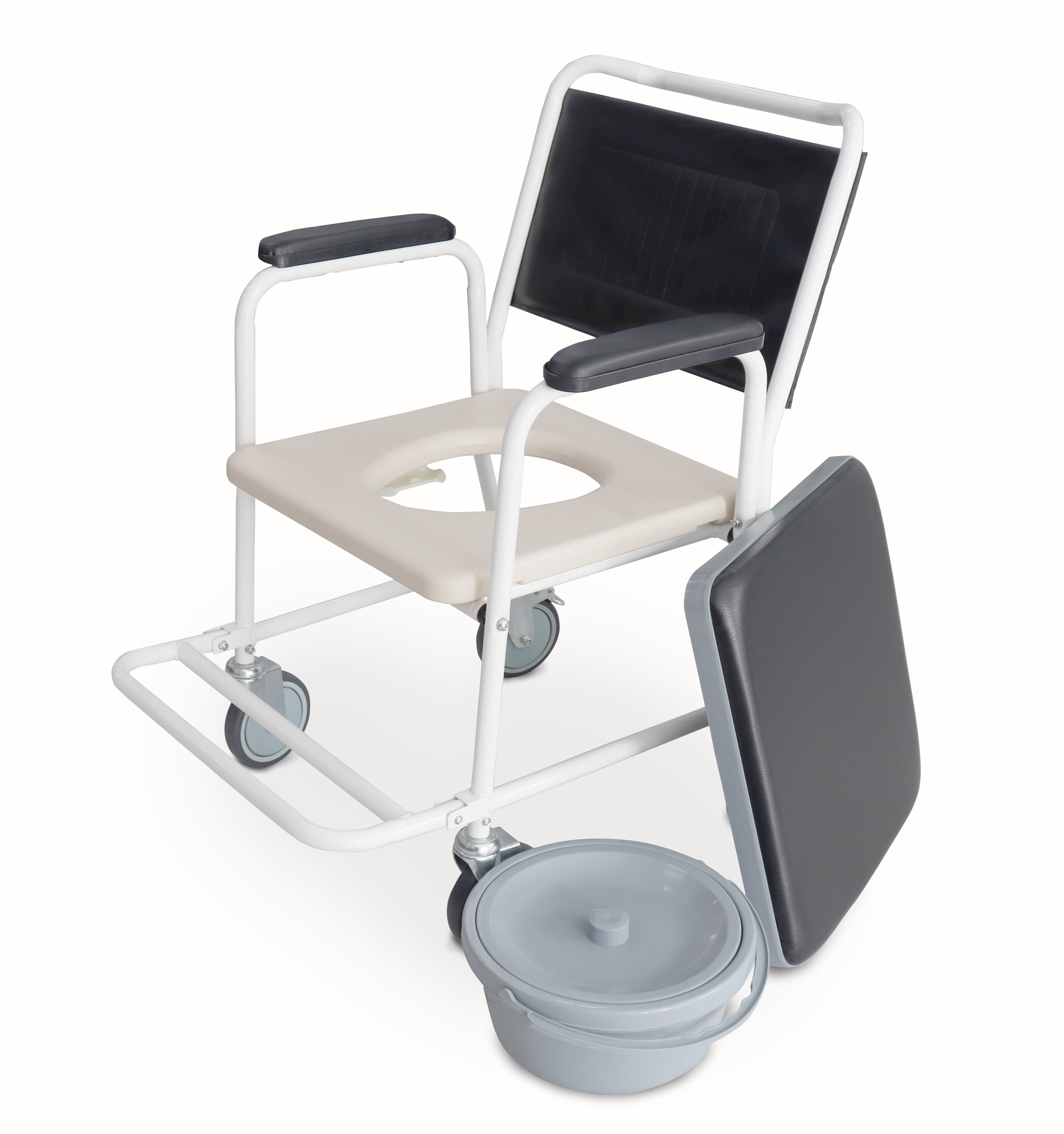 Silla sanitaria asiento blando y piecero FT703 Imagen secundaria del producto