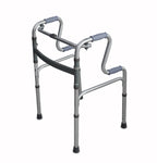 Caminador doble apoyo plata de Home Care Technology, estructura sólida y ajustable para mayor estabilidad y seguridad.