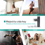 Masajeador térmico tipo pistola mini de la línea Beauty de Home Care Technology, con mango y detalles en negro.