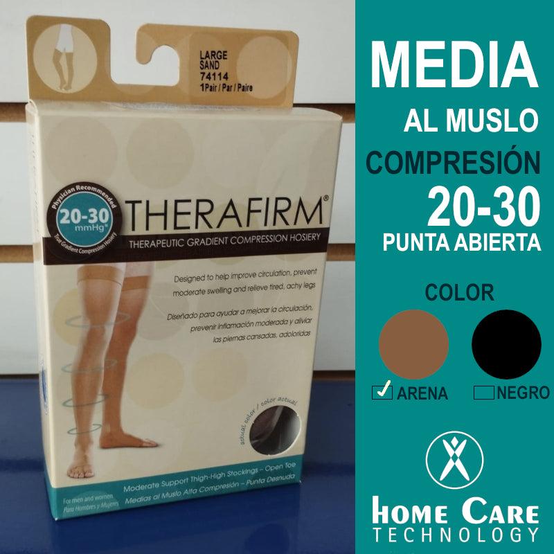 Media al muslo punta abierta - Compresión 20-30