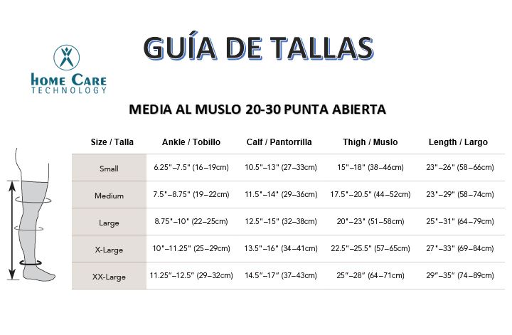 Media al muslo punta abierta - Compresión 20-30