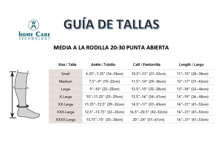 Media a la rodilla punta abierta - Comp 20-30