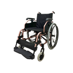 Silla de ruedas con doble cruceta de Home Care Technology, estructura resistente y asiento acolchado para movilidad y comodidad.
