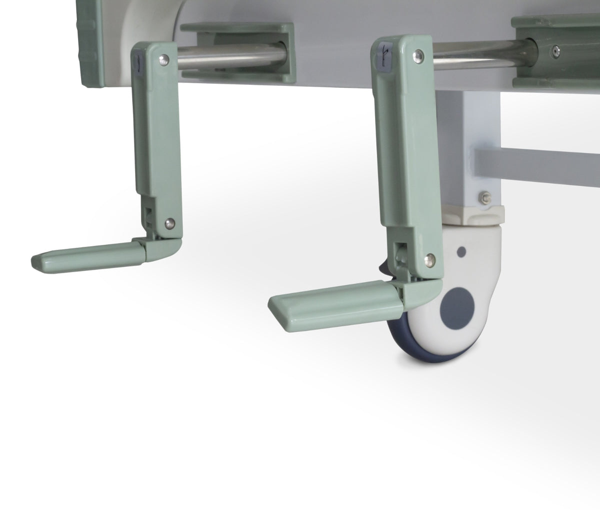 Cama hospitalaria manual CM317 de Home Care Technology, estructura metálica y superficie acolchada para cuidados médicos.